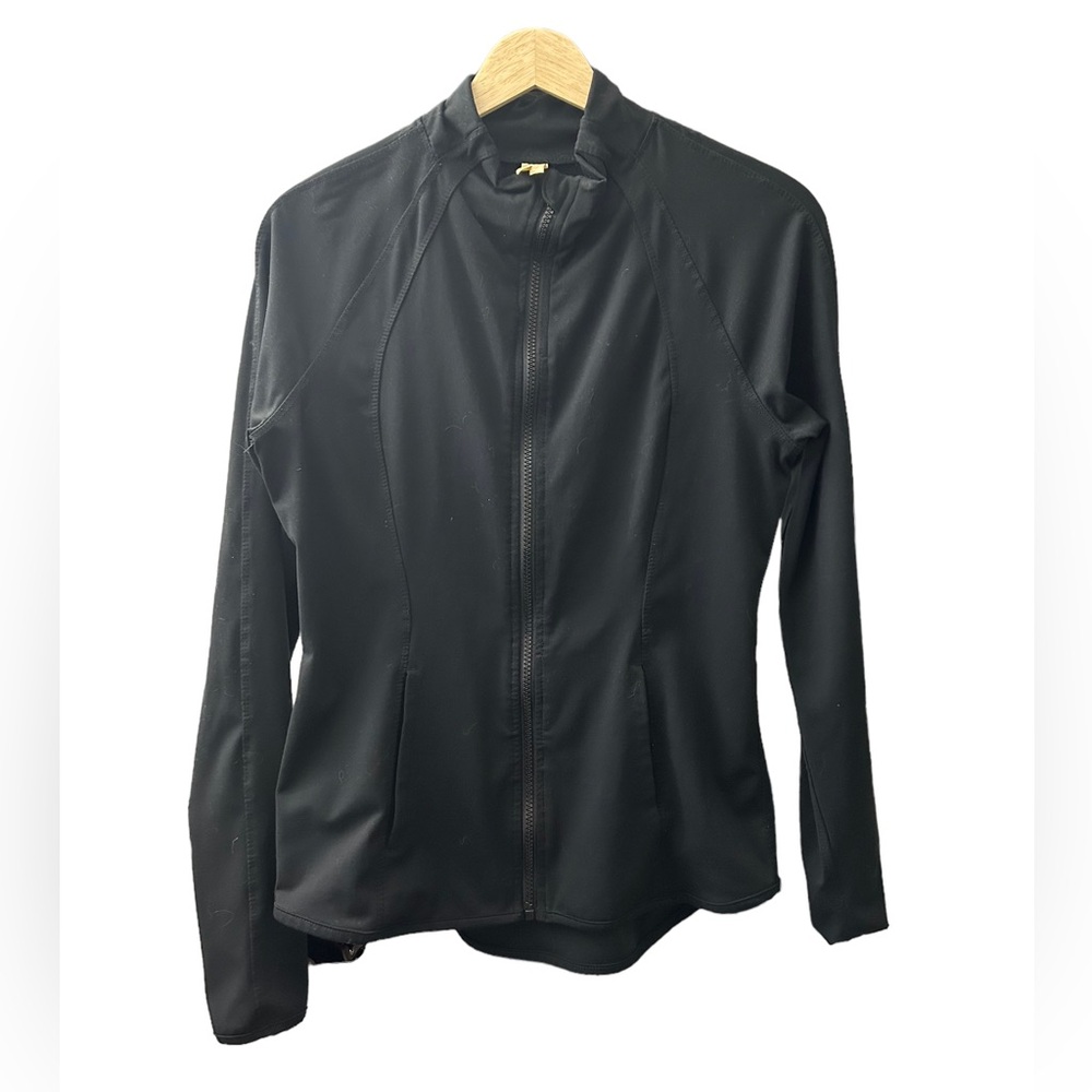 Yogalicious Lux Black Athletic Zip Up Running Jacket Thumb Holes Size Medium - Picture 2 of 6